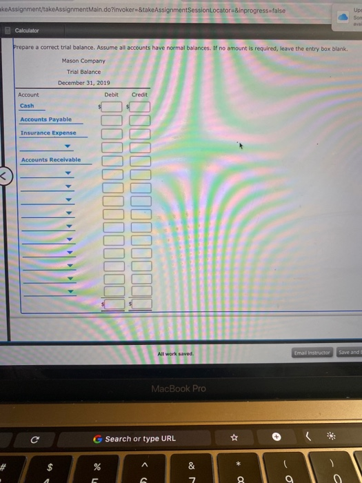 Preparing a Trial Balance The following trial balance, prepared by the bookkeeper