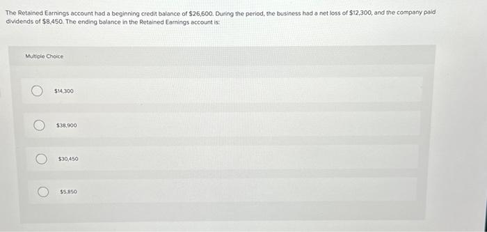 Please answer ASAP The Retained Earnings account had a beginning credit balance