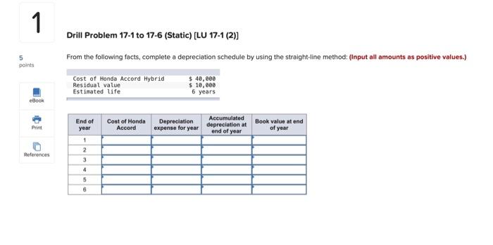  1 Drill Problem 17-1 to 7-6 (Static) [LU 17-1(2)] From the