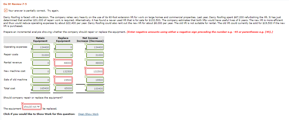 Do It! Review 7-5 Your answer is partially correct. Try again.