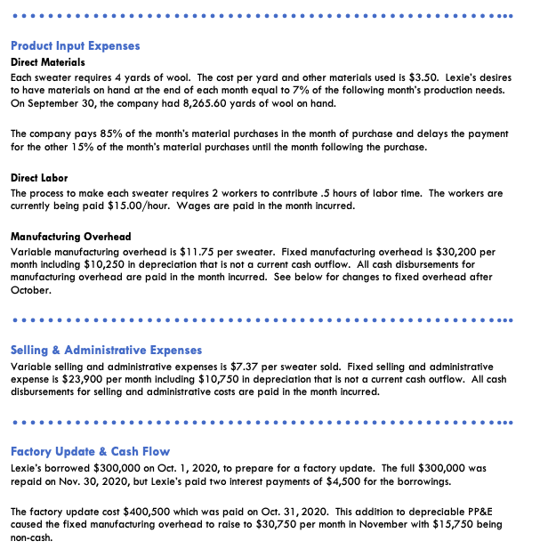 file. Lexie's Wool Sweaters Objective: The purpose of this assignment is to