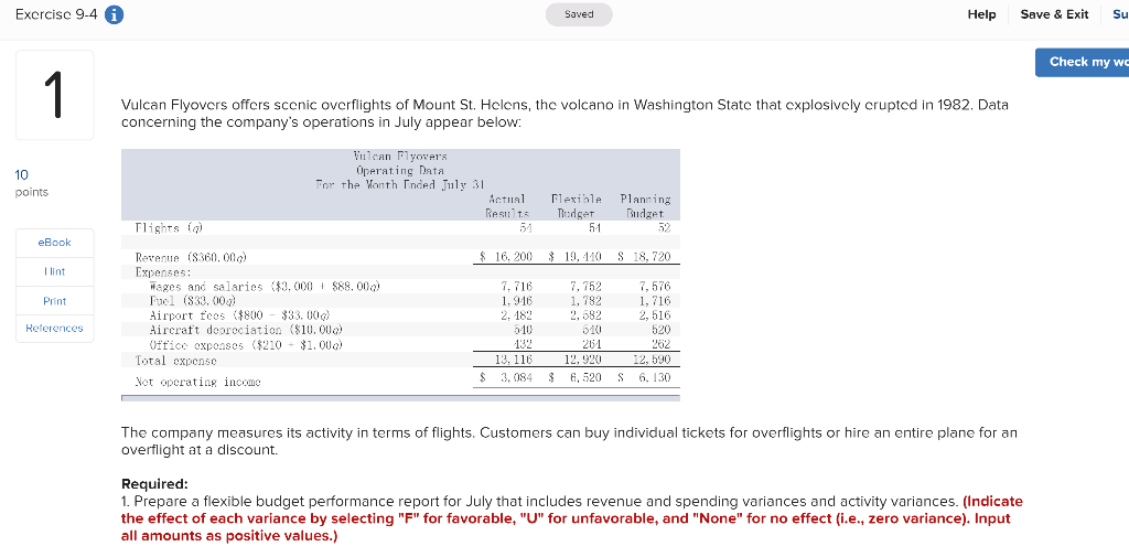 Exercise 9-4 Saved Help Save & Exit Su Check my wc