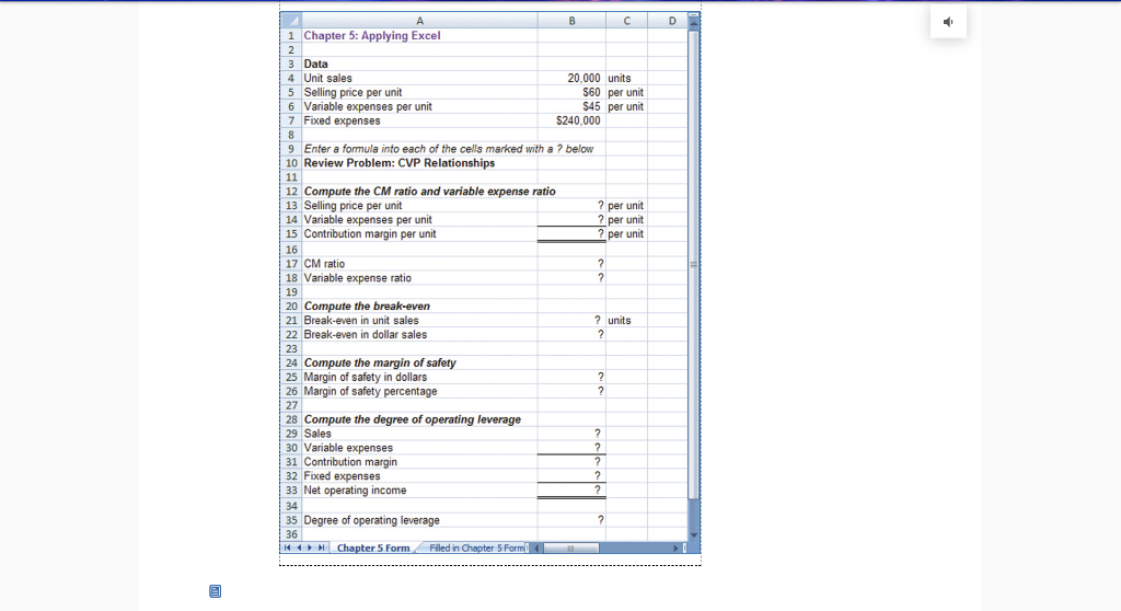A E F G 1 Chapter 5: Applying Excel Name: G# 2