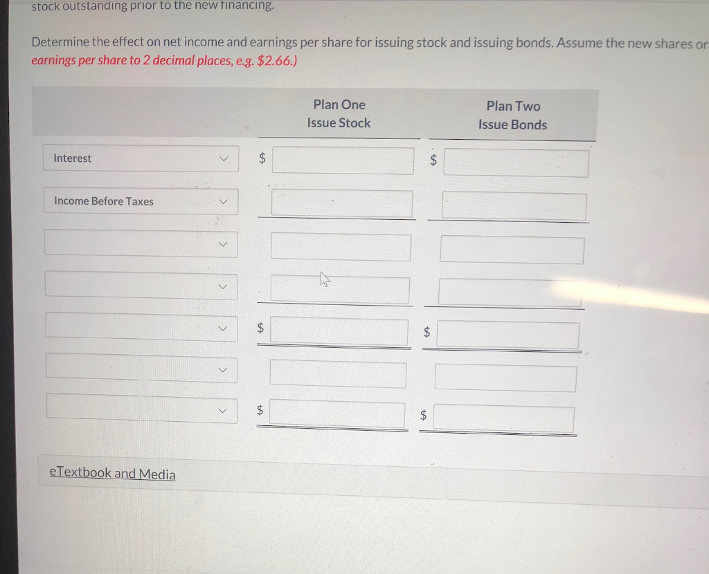 two alternatives for financing the purchase of a fleet of airplanes. 1.