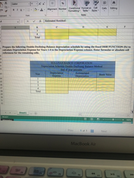 Sullivan Ranch Corporation has purchased a new tractor. The following E F