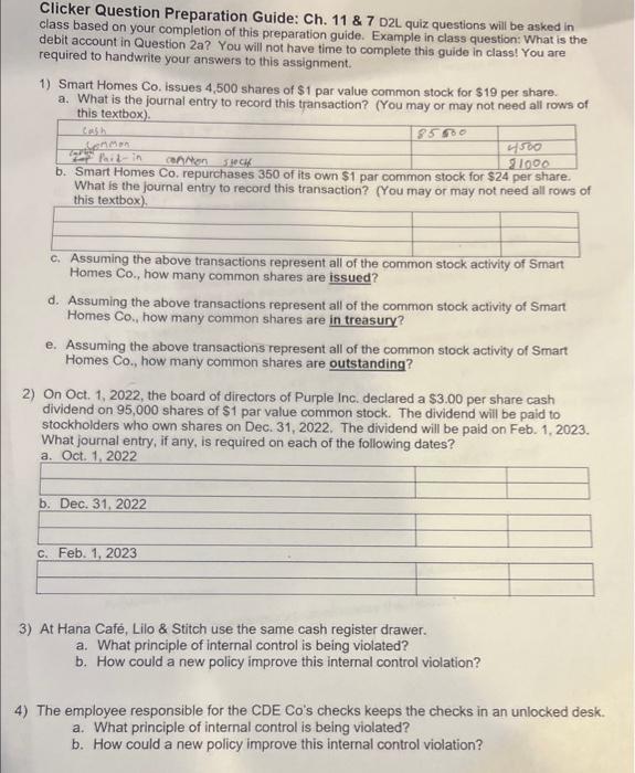  Clicker Question Preparation Guide: Ch. 11 \& 7 D2L quiz questions