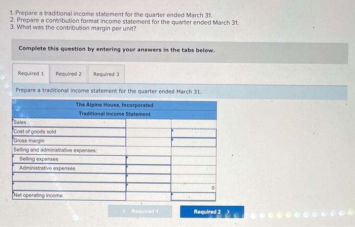 [LO1.6] The Alpine House, Incorporated, is a large retaller of snow skis,