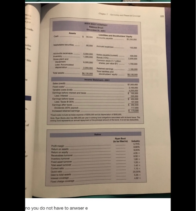 requirements a-d for this week assignment (Ryan Boot Company). **For requirement "a"