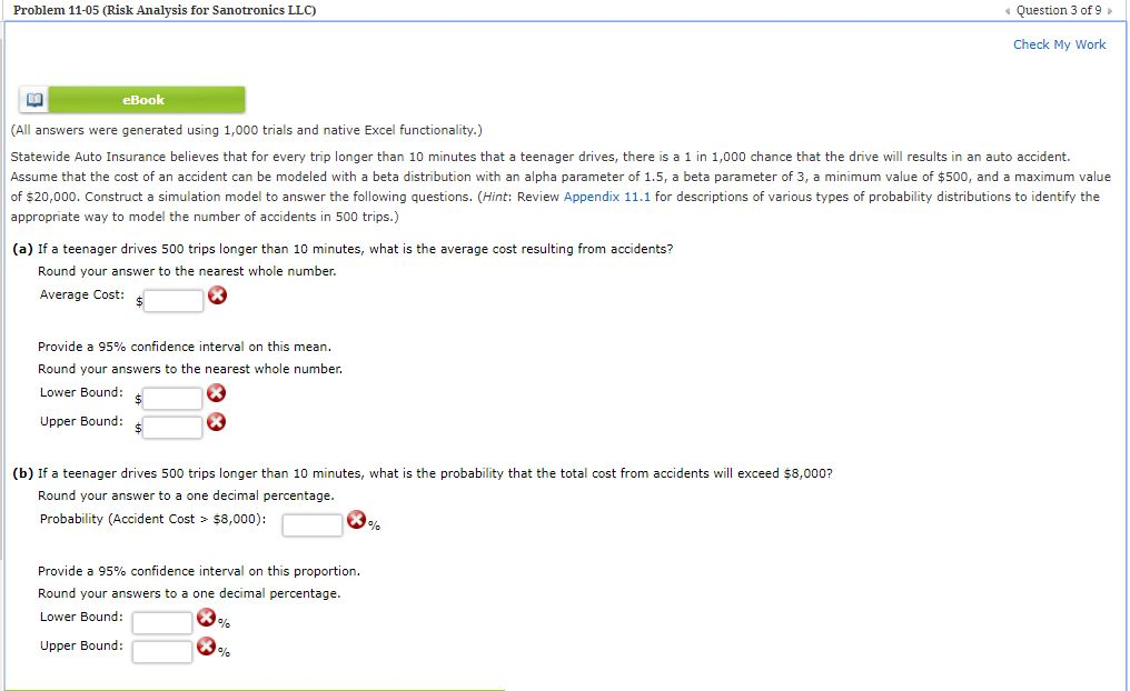 Need help on both parts. Problem 11-05 (Risk Analysis for Sanotronics LLC)