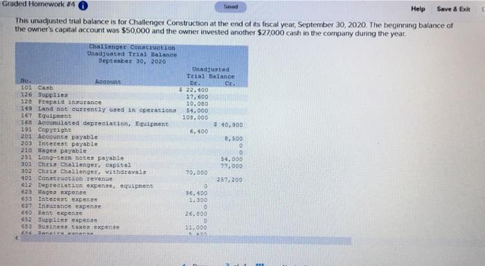  Graded Homework #4 Shaved Help Save & Exit This unadjusted trial