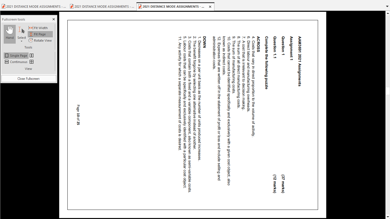  AAM3691 2021 Assignments Assignment 1 Question 1 (37 marks) Question 1.1