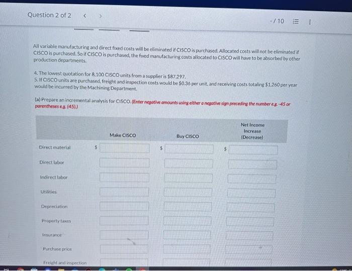 Company is trying to decide whether to continue manulacturing a part or