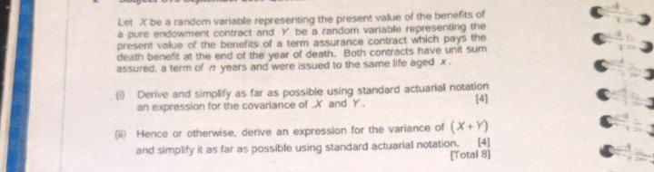  Let X be a random variable representing the present value of
