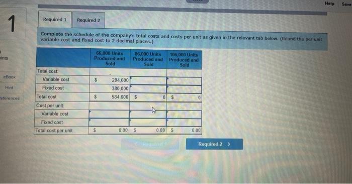 Harris Company manufactures and sells a single product. A partially completed schedule