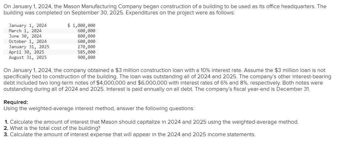USING THE WEIGHTED AVERAGE METHOD, NOT SPECIFIC INTEREST METHOD PLEASE On January