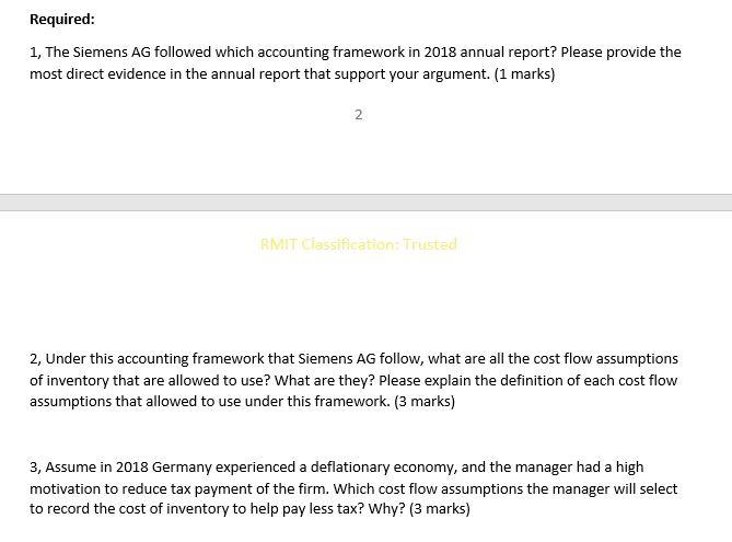 Presented below are excerpts from the 2018 annual report of Siemens AG,