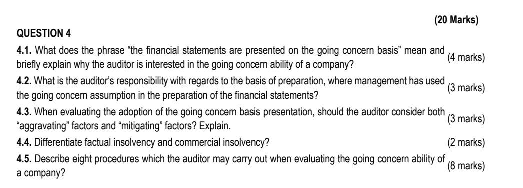 QUESTION 4 4.1. What does the phrase "the financial statements are