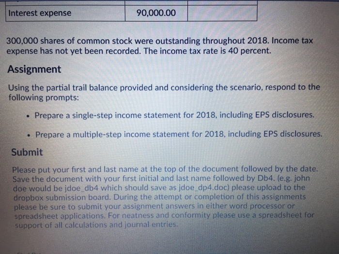 E 4-3, p. 207 Income statement format; single step and multiple step
