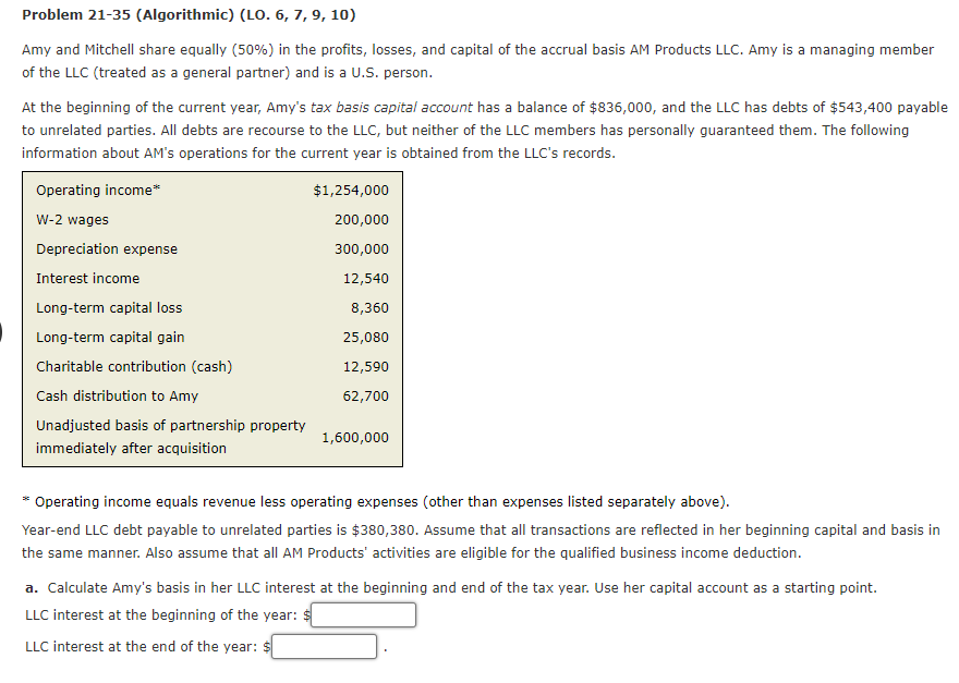  Problem 21-35 (Algorithmic) (Lo. 6, 7, 9, 10) Amy and Mitchell