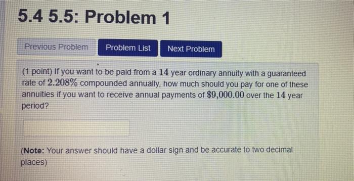 5.4 5.5: Problem 1 Previous Problem Problem List Next Problem (1