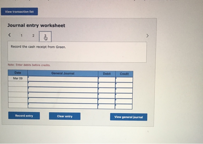 9, it receives a $1,300 payment from Green. 1. Prepare the journal