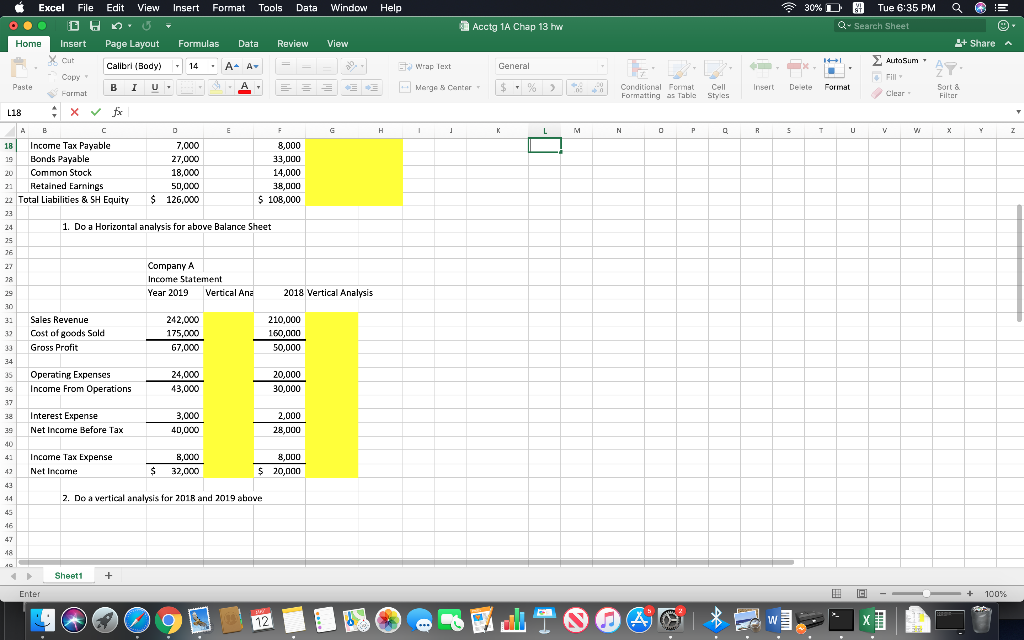 16 Chap 13 hw Home Insert Review = = Page Layout Formulas
