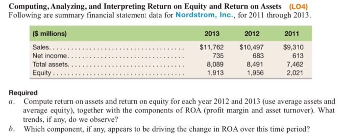  Computing, Analyzing, and Interpreting Return on Equity and Return on Assets