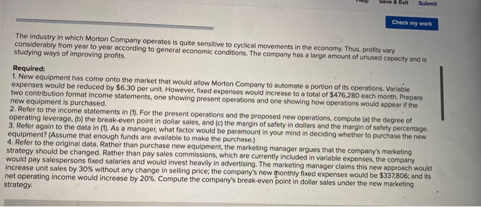  Save & Exit Submit Check my work The industry in which