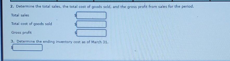 sales for a three-month period are as follows: Number of Units Date