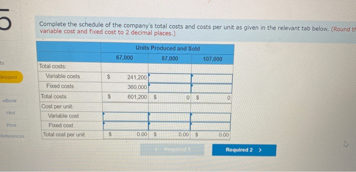 ped Harris Company manufactures and sells a single product. A partially completed