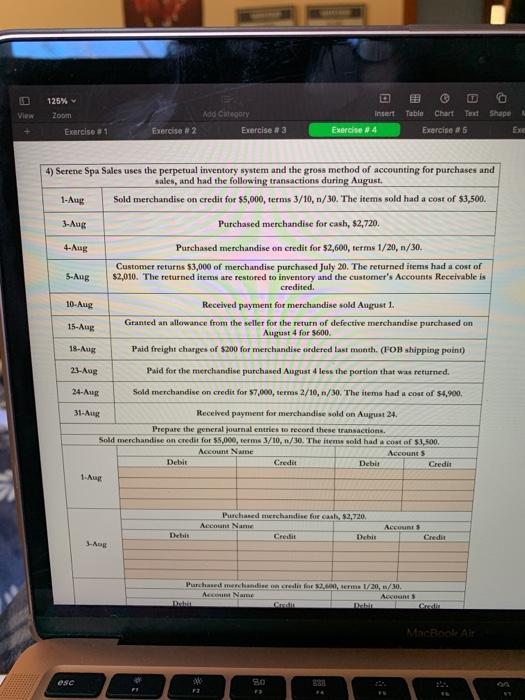  125% View Zoom Table Chart Text Shape Add Category Exercise #3