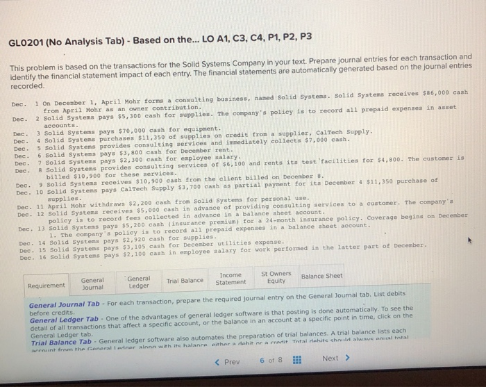  GLO201 (No Analysis Tab) - Based on the... LO A1, C3,