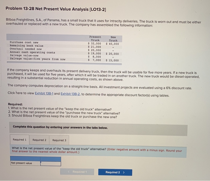  Problem 13-28 Net Present Value Analysis [LO13-2] Problem 13-28 Net Present