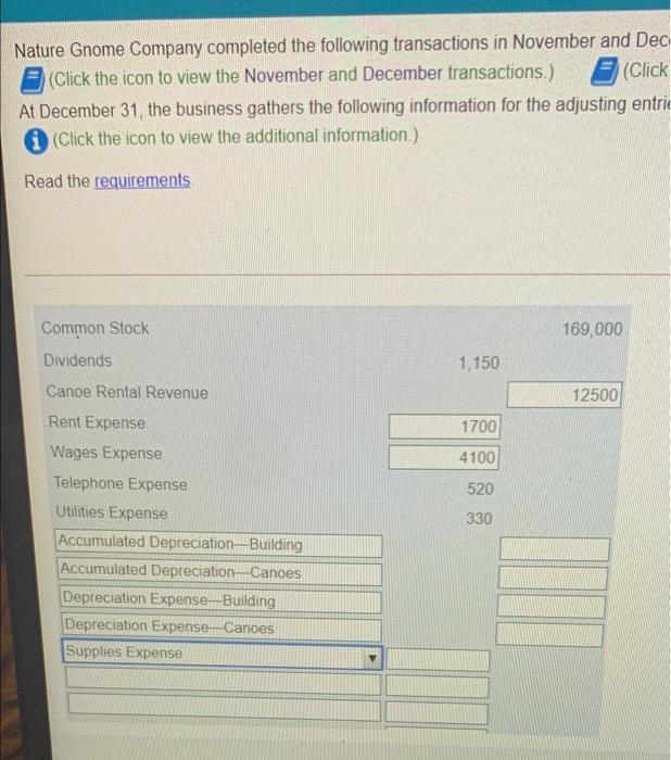 transactions in November and Decen (Click the icon to view the November