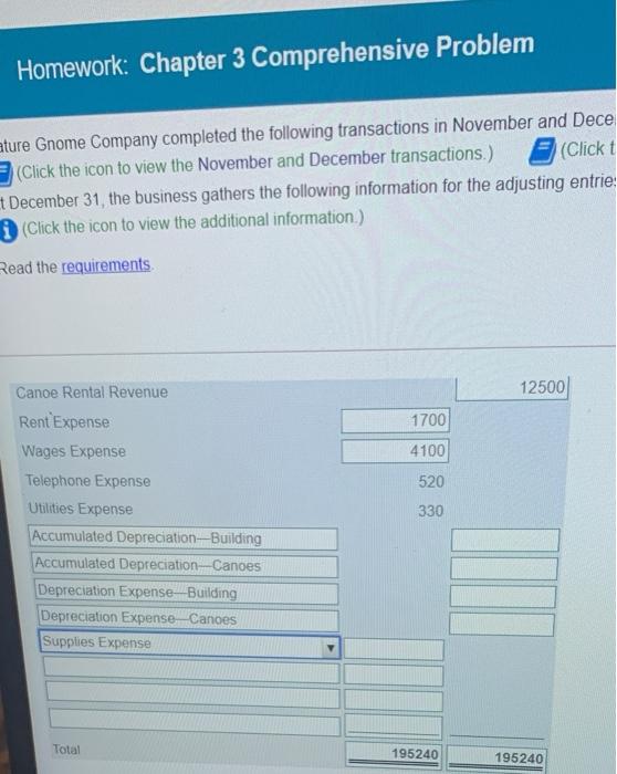 and December transactions.) (Click th December 31, the business gathers the following