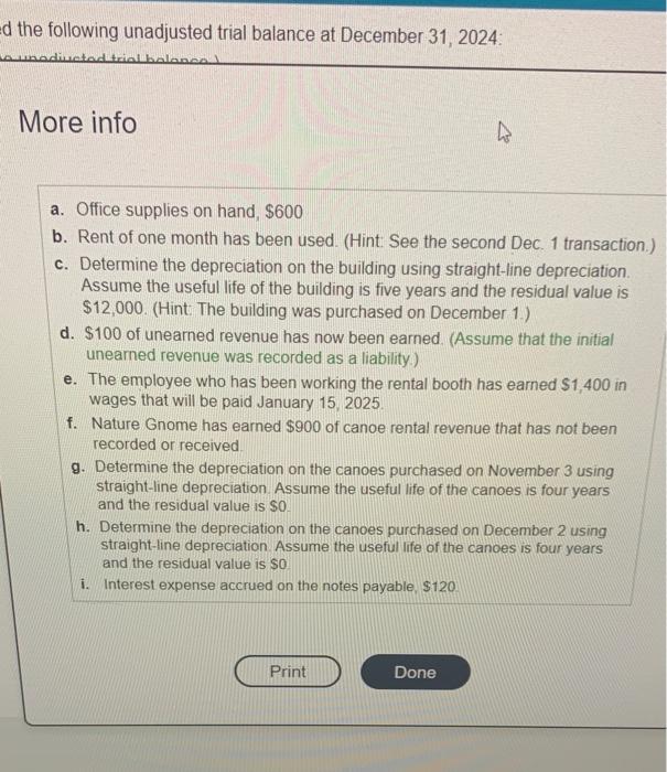 information for the adjusting entries Click the icon to view the additional