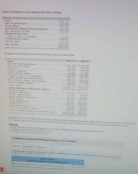 I need some help with this question, please. Thanks Joyner Company's