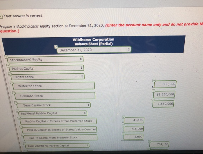 following equity accounts arranged alphabetically are in the ledger of Wildhorse Corporation