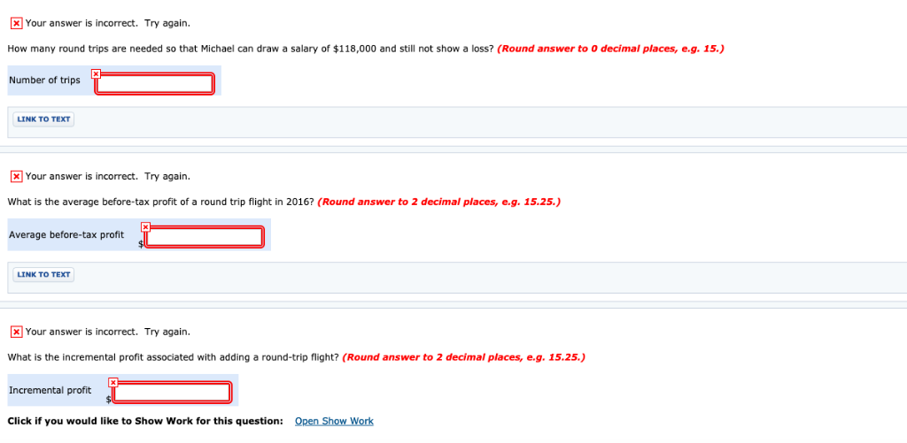  x Your answer is incorrect. Try again. How many round trips