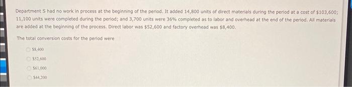  Department 5 had no work in process at the beginning of