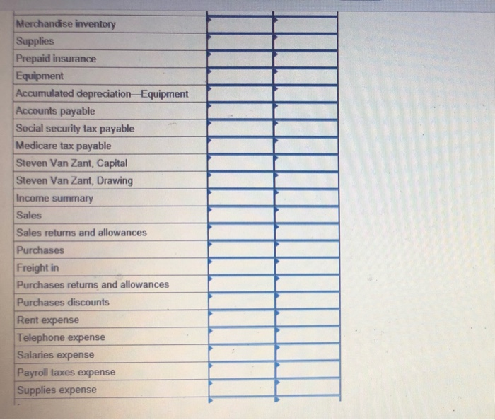 the worksheet for Van Zant Janitorial Supplies follows. The owner made no