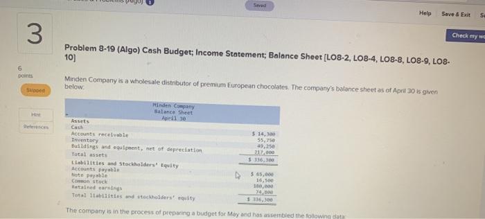  Help Save & Exit SI 3 Check my w Problem 8-19