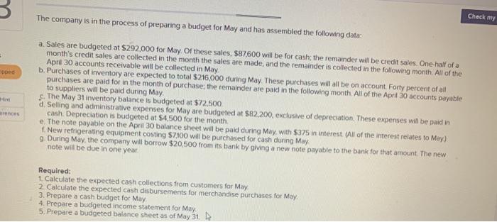 (Algo) Cash Budget; Income Statement; Balance Sheet (L08-2, LO8-4, L08-8, LO8-9, LO8-