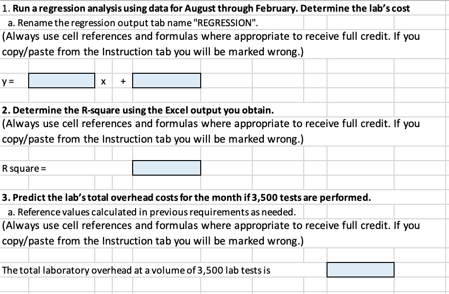 appreciated. Thanks! Step Instructions 1 1. Run a regression analysis using data