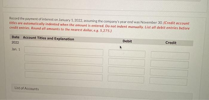 January 1, 2023 (three interest periods) for this bond issue. (Round all