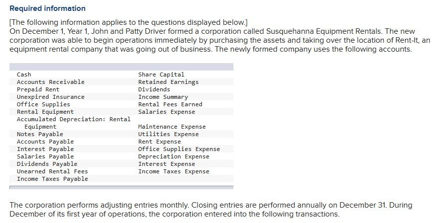  1-a. Journalize the December transactions. Do not record adjusting entries at
