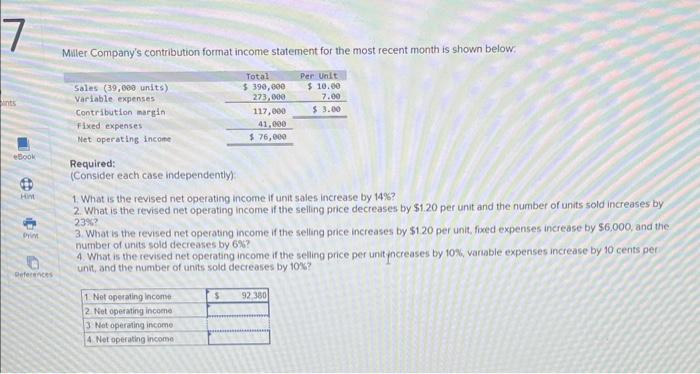  Muler Company's contribution format income statement for the most recent month