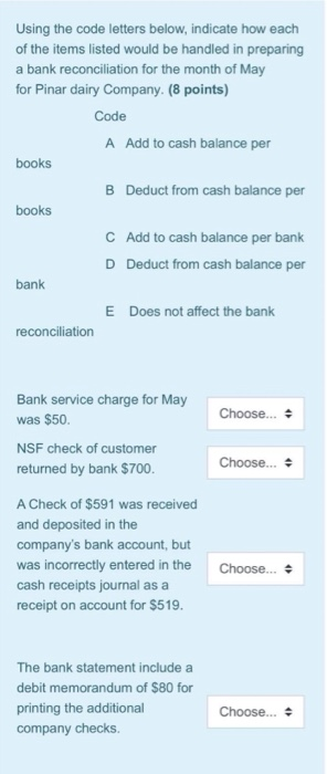 Using the code letters below, indicate how each of the items