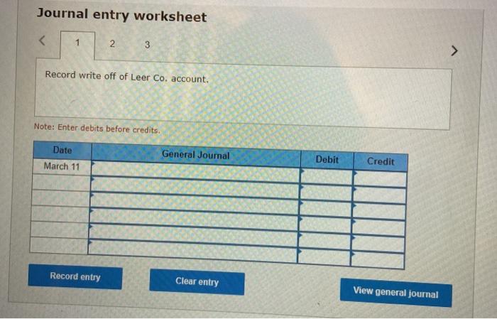 direct write-off method. March 11 Dexter determines that it cannot collect 58,700