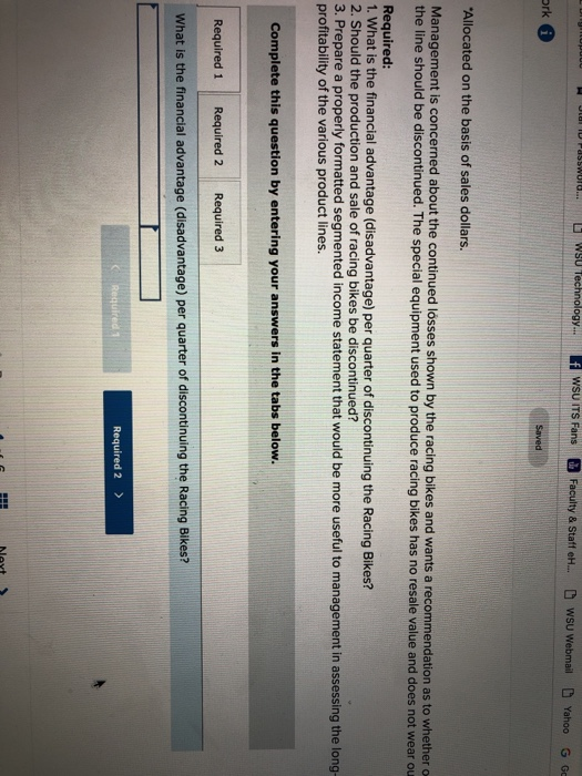 Cycle Company manufactures three types of bicycles-a dirt bike, a mountain bike,